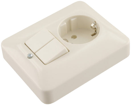 Busch-jaeger si inbouw basiselement combinatie wandcontactdoos (wcd) ra 1-voudig + serieschakelaar crème