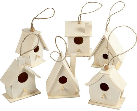 Creotime vogelhuis, h: 7 cm, 6 stuks, populier