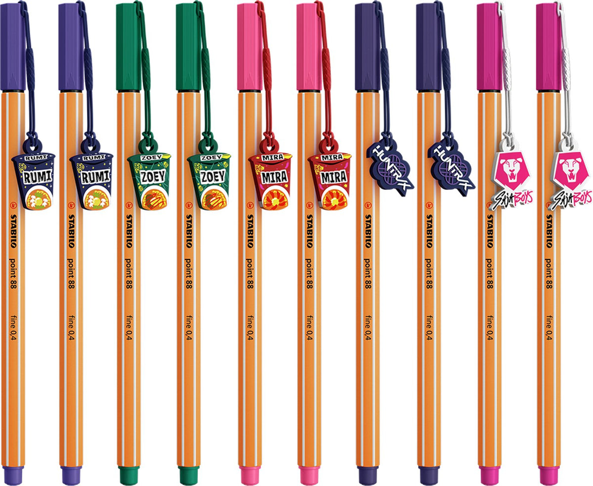 Stabilo x kpop demon hunters point 88 - fineliner + kpop charm - 6 kleuren - 10 stuks