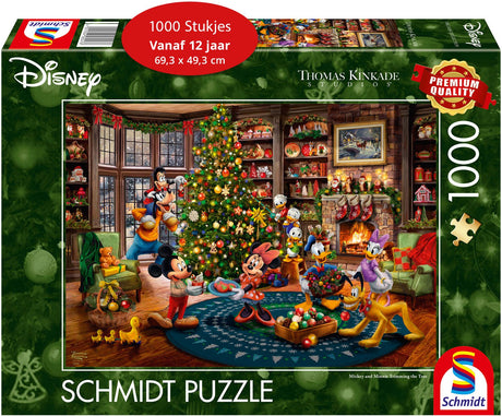 Schmidt - legpuzzel - disney, mickey minnie versieren de boom - thomas kinkade studios - 1000 stukjes - volwassenen - vanaf 12 jaar