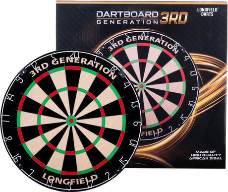 Engelhart dartbord 3rd generation – keniaans sisal – staple-free – ingelegde bedrading – anti-reflectie cijferring – longfield