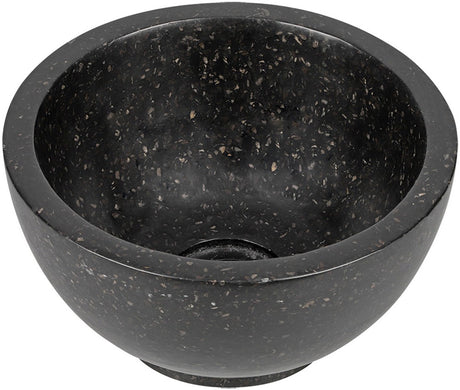 Differnz river waskom - terrazzo - rond - ø 25 cm - hoogte 12 cm - zwart - modern design - mediterrane uitstraling - composiet van marmer- en granietkorrels - 2 jaar garantie