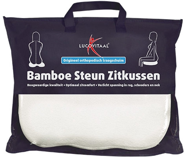 Lucovitaal bamboe steun zitkussen (wit) 37 cm x 46 cm x 8 cm
