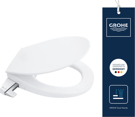 Grohe bau handmatige bidetzitting - met deksel - softclose - geen elektriciteit nodig - 2 sproeiarmen