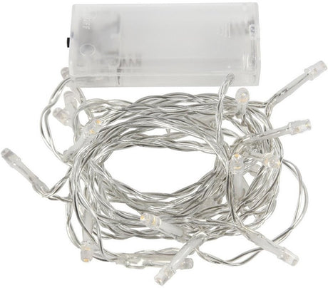 Creativ company micro led verlichting - 20 lampjes - op batterijen - transparant - lichtsnoer - kerst