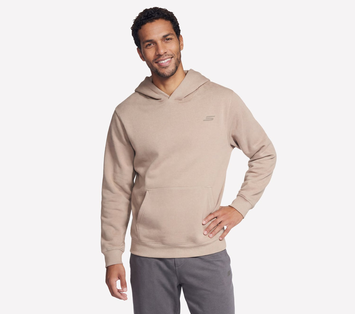 Skechers max soft hoodie heren trui - taupe gray
