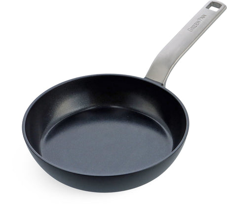Greenpan evolution black koekenpan 20cm - pfas-vrije antikleeflaag - inductie koekenpan - keramische pan - ovenbestendig tot 200°c - rvs handgrepen - zonder deksel - zwart
