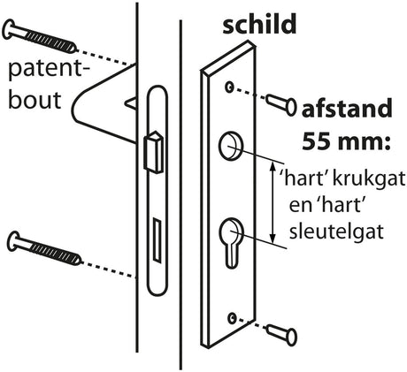 Starx deurkruk blok - kortschild pc55 - zwart - deurklink set voor binnendeuren - aluminium geëloxeerd - afmetingen schild 180 x 41 mm - exclusief profielcilinder