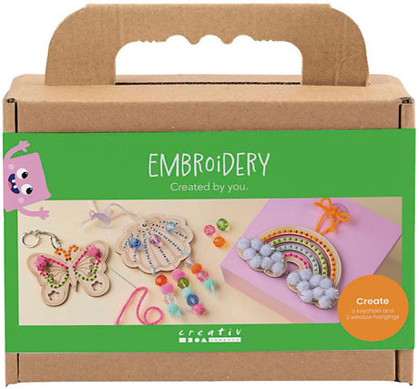 Creativ company mini hobbyset borduurwerk - vlinder, schelp en regenboog
