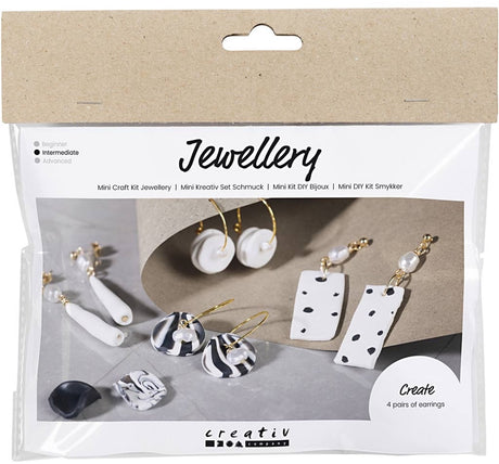 Creativ company mini hobbyset sieraden, oorbellen, zwart, wit, 1doos 1 doos