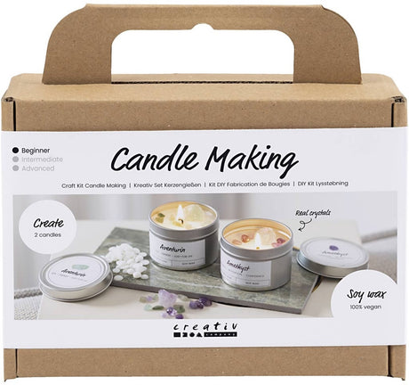 Creativ company mini hobbyset kaarsen maken, sojakaars met aventurien en amethist, crème, off white, 1doos 1 doos