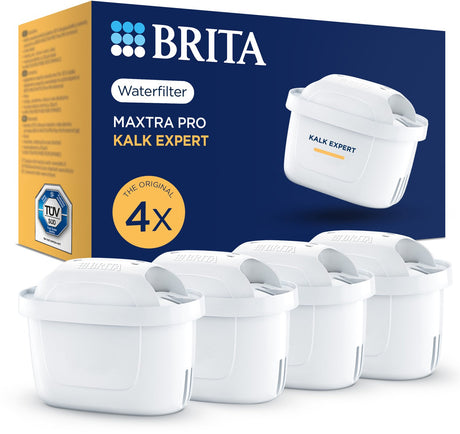 Brita waterfilterpatroon maxtra pro kalk expert - 4 stuks - originele waterfilter voor alle kannen voor bescherming van apparaten bij hard water - filtert o.a. kalk, onzuiverheden, chloor en metalen