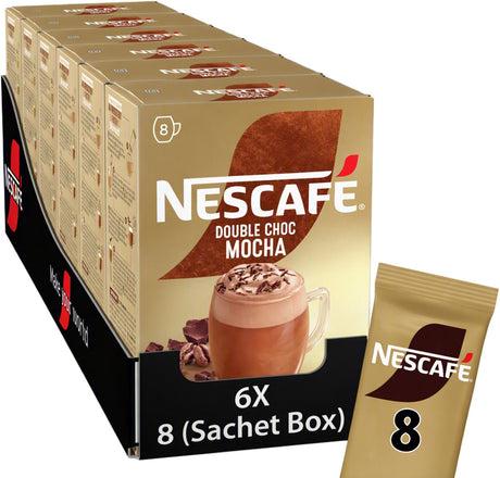 Nescafé double choc mocha oploskoffie - 6 doosje x 8 zakjes