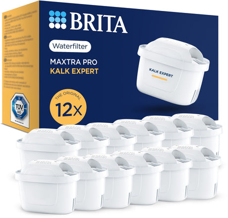 Brita waterfilterpatroon maxtra pro kalk expert - 12 stuks - originele waterfilter voor alle kannen voor bescherming van apparaten bij hard water - filtert o.a. kalk, onzuiverheden, chloor en metalen