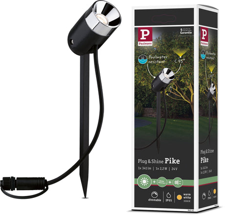 Paulmann plug shine led-tuinspots pike losse spot ip65 3000k 2,2w antraciet