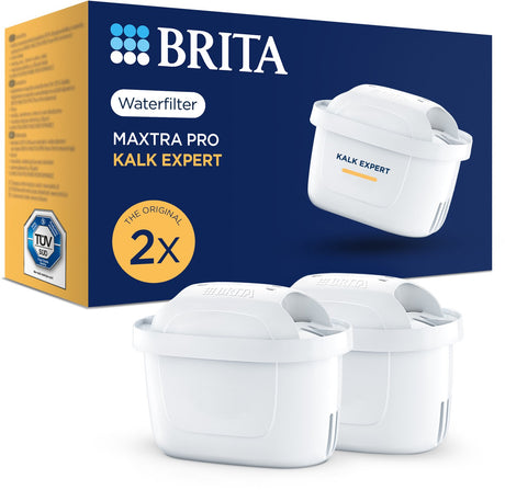 Brita waterfilterpatroon maxtra pro kalk expert - 2 stuks - originele waterfilter voor alle kannen voor bescherming van apparaten bij hard water - filtert o.a. kalk, onzuiverheden, chloor en metalen