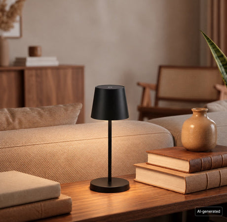 Briloner - oplaadbare tafellamp - snoerloze lamp - dimbaar - met batterij - usb-c - 2,6w - ip44 - binnen buiten - zwart - 26 x 10.5cm
