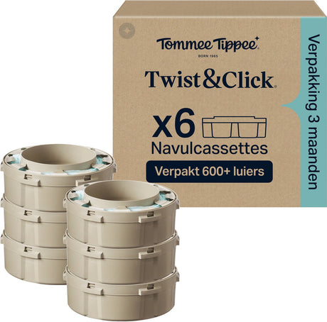 Tommee tippee twist click origineel luieremmer navullingen - 6 st x 10,5m navulcassettes- kleuren kunnen afwijken