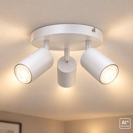 B.k.licht - opbouwspots - plafondspot met 3 lichtpunten - witte plafondlamp - draaibar - kantelbaar - gu10 fitting