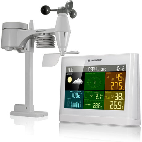 Bresser weerstation 5-in-1- met multifunctionele buitensensor - met regen- en windmeter - wit