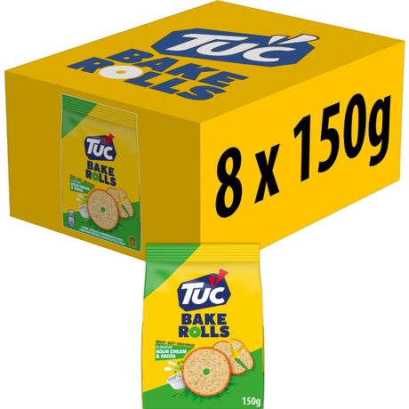 Tuc bake rolls crackers sour cream union 10 x 150g - voor de borrel - zoutjes - crackers - snack - lekker bij de film - toast - toastjes - zout