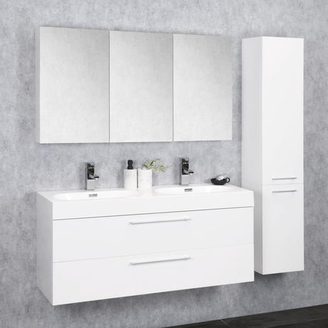 Differnz somero spiegelkast - fsc® gecertificeerd mdf - 3 deuren - verstelbare planken - breedte 120 cm - hoogglans wit - moderne badkamerkast met spiegel voor de badkamer