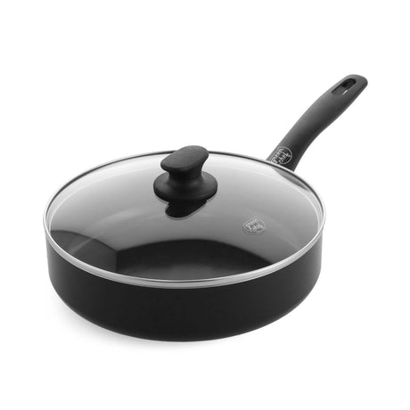 Greenchef prime keramische inductie hapjespan met deksel 24cm - 2.65l - pfas-vrij - inductie pan - vaatwasserbestendig - ovenbestendig tot 160°c - keramische antiaanbaklaag - gerecylceerd aluminium - zwart