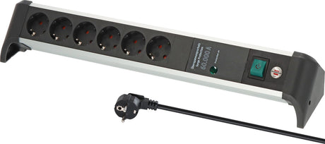 Brennenstuhl alu-office-line 60.000a overspanningsbeveiligings contactdoosstrip 6-voudig 1,8m h05vv-f 3g1.5