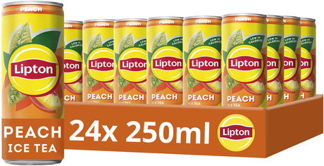 Lipton ice tea blik - peach - laag in calorieën - 24 x 250 ml - voordeelverpakking