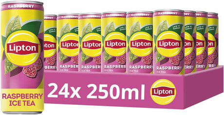 Lipton ice tea blik - raspberry - met de smaak van framboos - 24 x 250 ml - voordeelverpakking