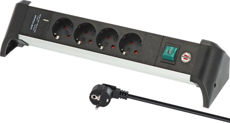 Brennenstuhl alu-office-line stekkerdoos met usb power delivery usb-laadfunctie 4-voudig 1,8 m h05vv-f 3g1.5