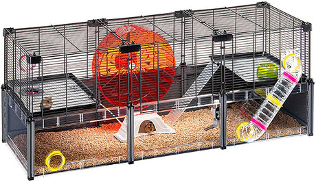 Ferplast grote hamsterkooi - metalen gaas - met accessoires - modulair - 107,5 x 37,5 x h 42 cm one size