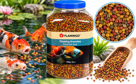 Flamingo vissen voer – vissenvoer – vijvervoer – vijvervoer korrels – 5l – mix beige groen rood