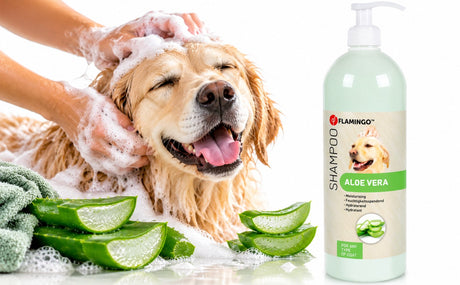 Flamingo hondenshampoo aloë vera – 1l – hydraterende shampoo voor elk vachttype – verzorgende hondenverzorging –