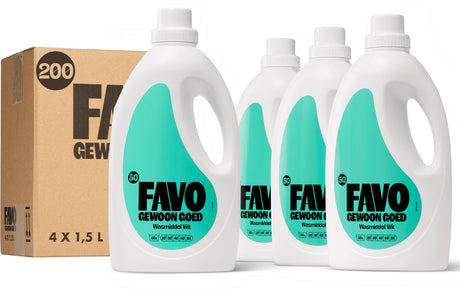 Favo gewoon goed favo wasmiddel - wit – 4 x 50 = 200 wasbeurten – voor stralend wit – effectief vanaf 20 °c – voordeelverpakking