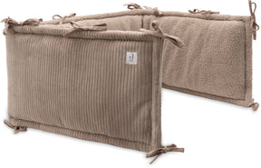Jollein baby boxbumper - 180x30cm - katoen - cloudy rib - milky coffee