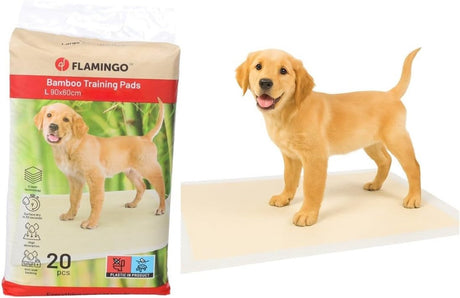 Flamingo puppy pads – trainingsmat bamboo padu beige l – 90x60 cm – 20 stuks – bamboe zindelijkheidsmat voor puppy’s honden – super absorberend sneldrogend