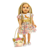 Dollkjole enhjørning Goldy, 35-45 cm