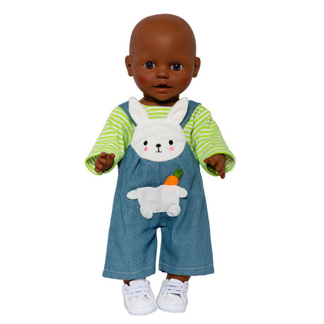Heless poppen tuinbroek met gestreept shirt bunny lou, 28-35 cm