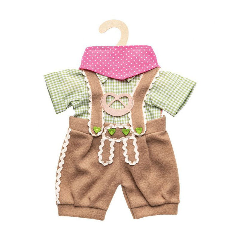 Heless poppenkleding lederhosen met overhemd en sjaal, 28-35 cm