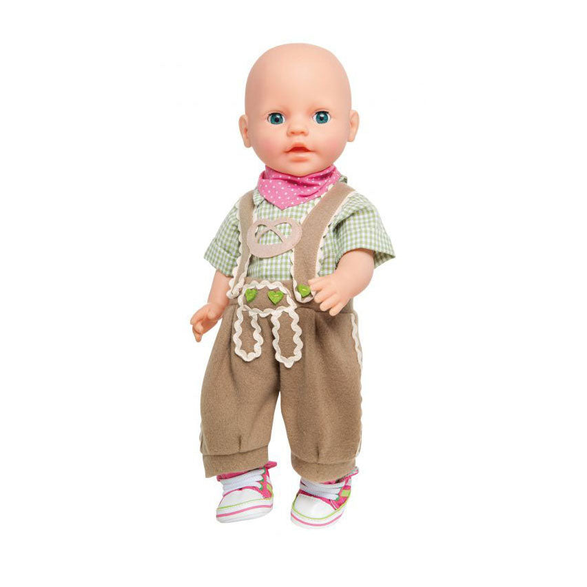 Heless poppenkleding lederhosen met overhemd en sjaal, 28-35 cm