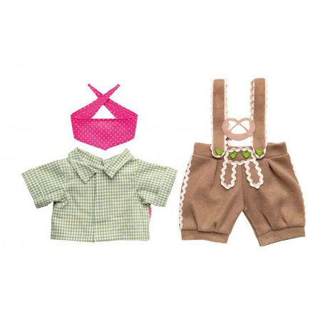 Heless poppenkleding lederhosen met overhemd en sjaal,35-45 cm