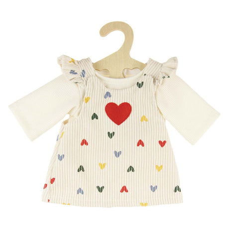 Heless poppen ribfluwelen jurk hartjesconfetti, 35-45 cm