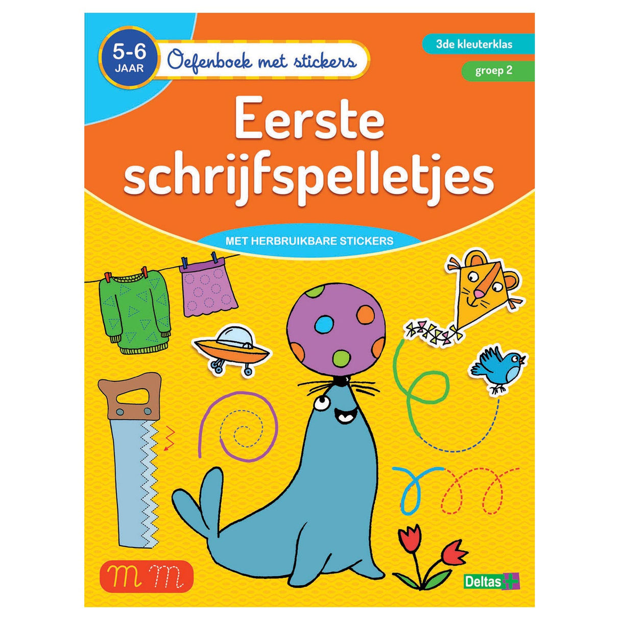 Deltas oefenboek met stickers eerste schrijfspelletjes (5-6 jaar)