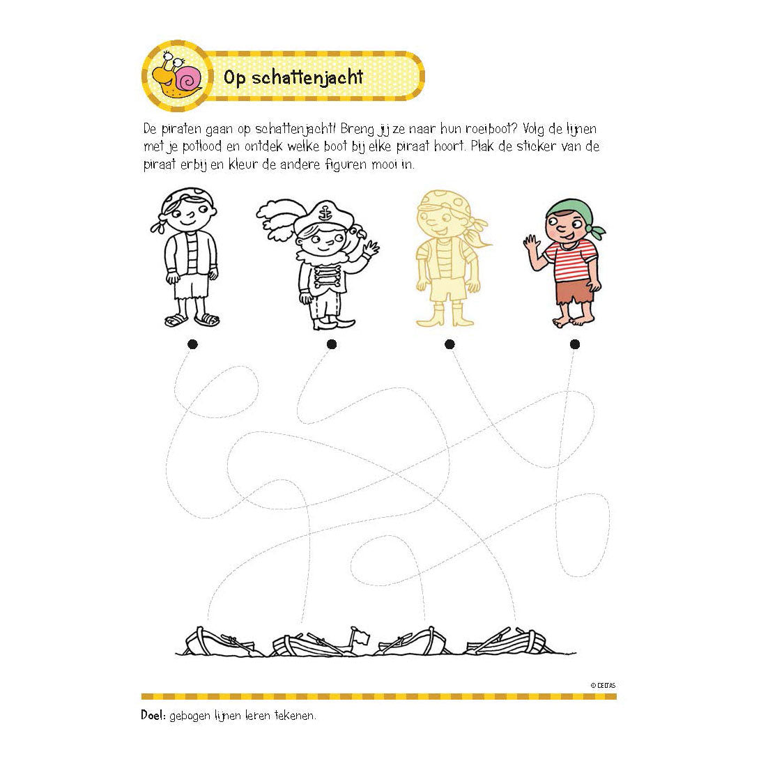 Deltas oefenboek met stickers - eerste schrijfspelletjes (5-6 jaar)