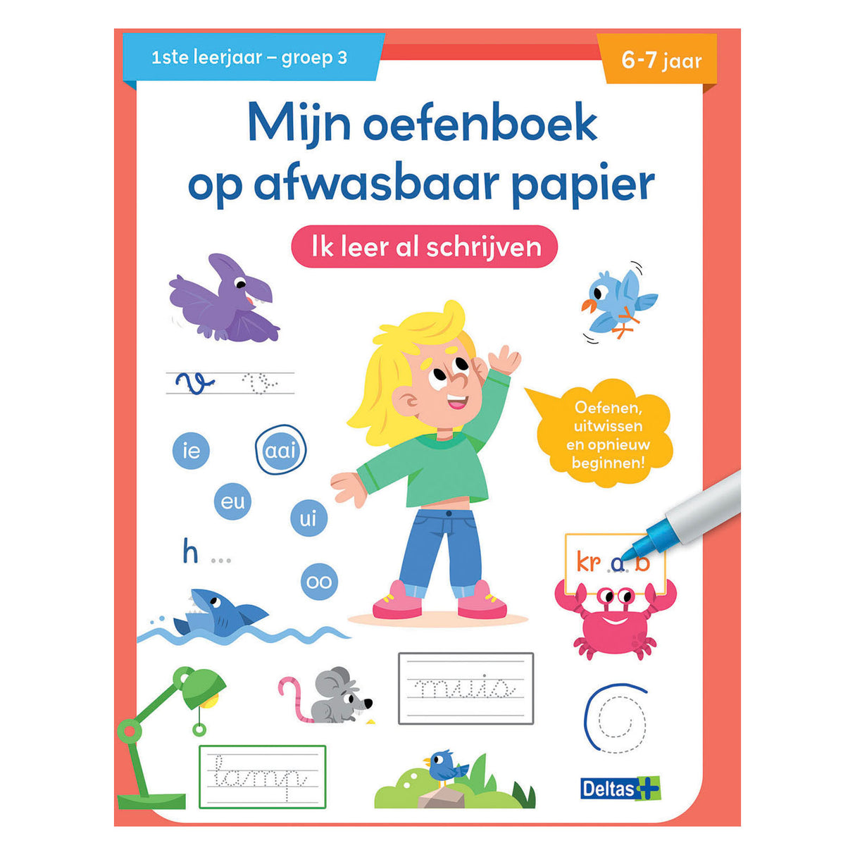 Deltas oefenboek afwasbaar papier ik leer al schrijven (6-7 j.)