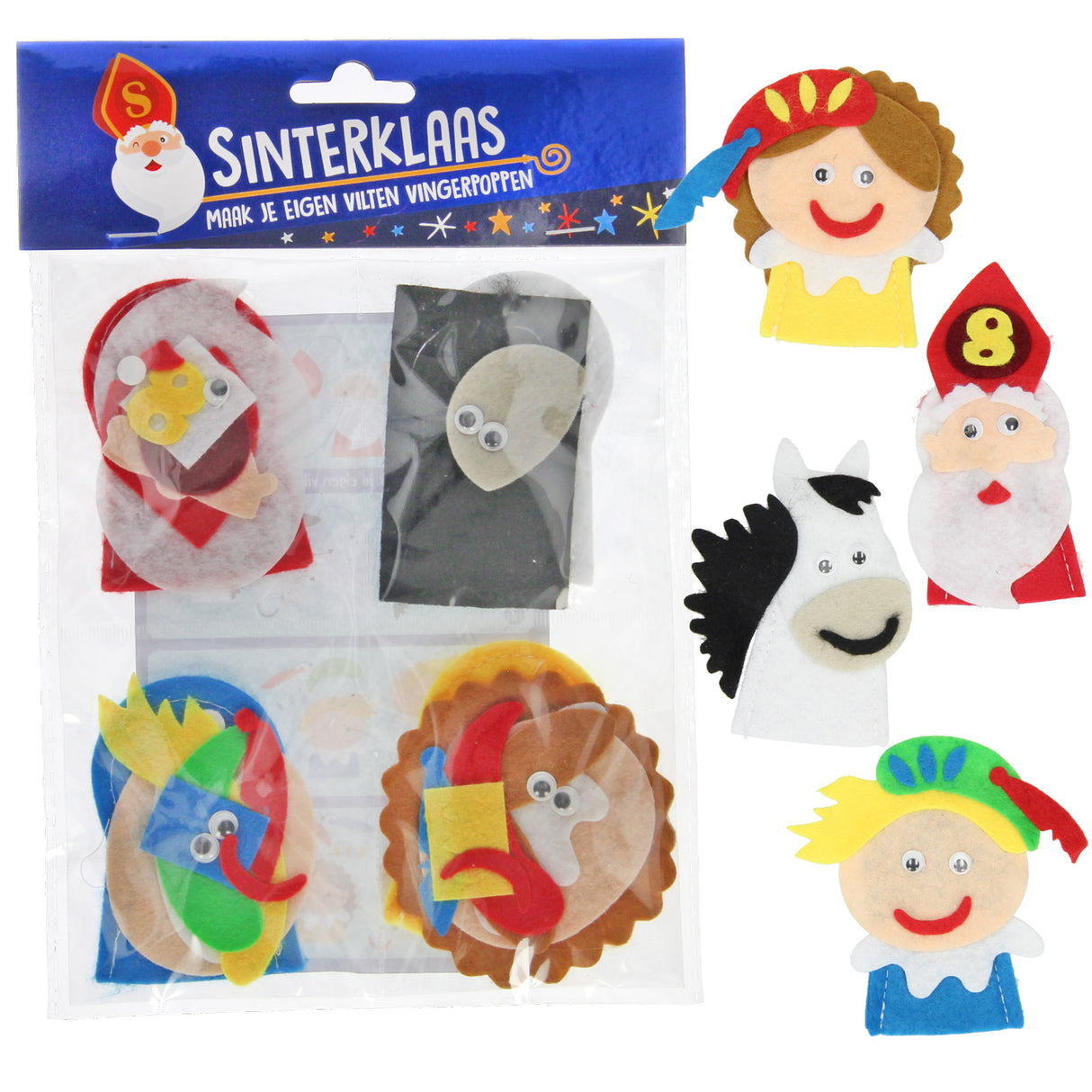 Naredite svoj Felt Finger Pops Sinterklaas, 4st.