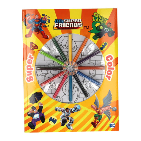 Boek specials nederland bv super color kleurboek dc super friends met potloden