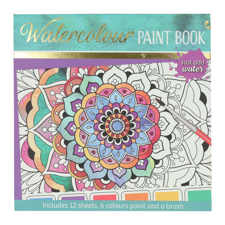 Wins holland waterverfkleurblok volwassenen - mandala's - incl penseel en 6 kleuren waterverf
