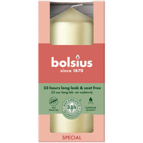 Bolsius stompkaars 120 58 metallic white silver | 6 stuks